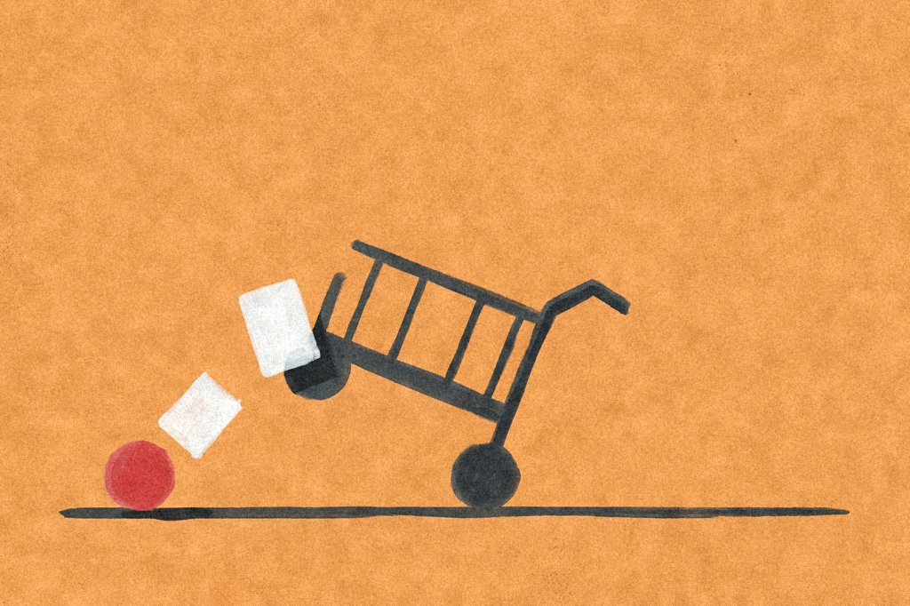 WMT -9.2% on Q2 earnings despite profit gain and raised outlook — editorial illustration